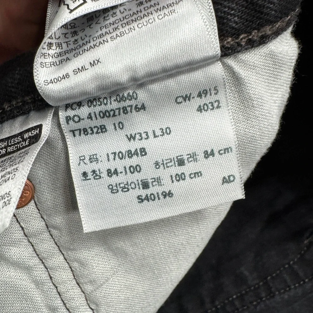 Levi's 501 Original Jeans Mens W33 L30 Black Straight Leg Button Fly Denim